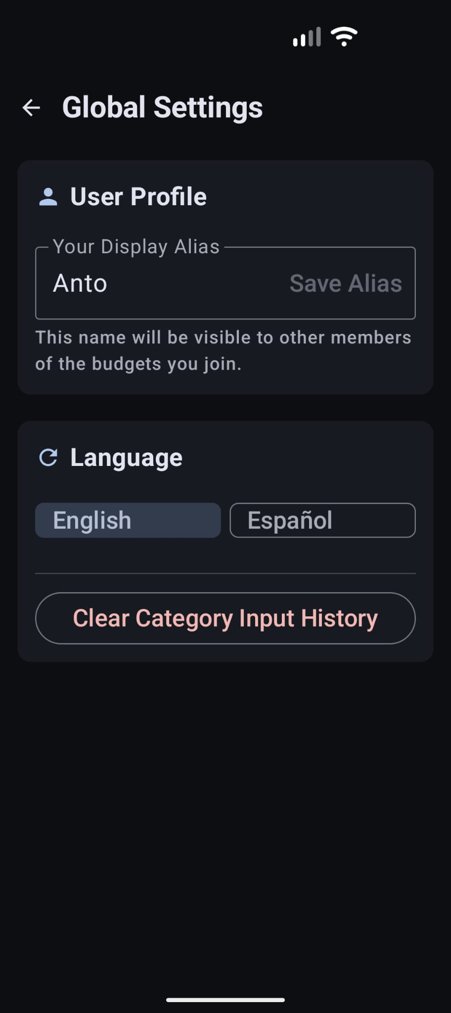 Global Settings & User Profile